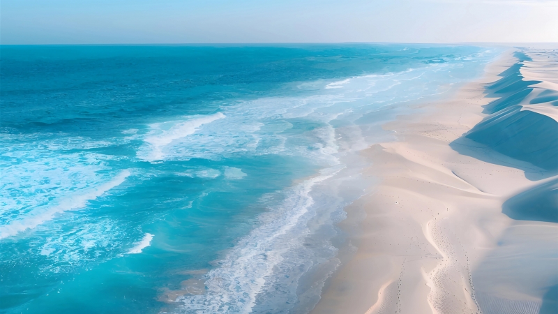 多款尺寸可选！蓝色海洋沙滩风景电脑动漫壁纸