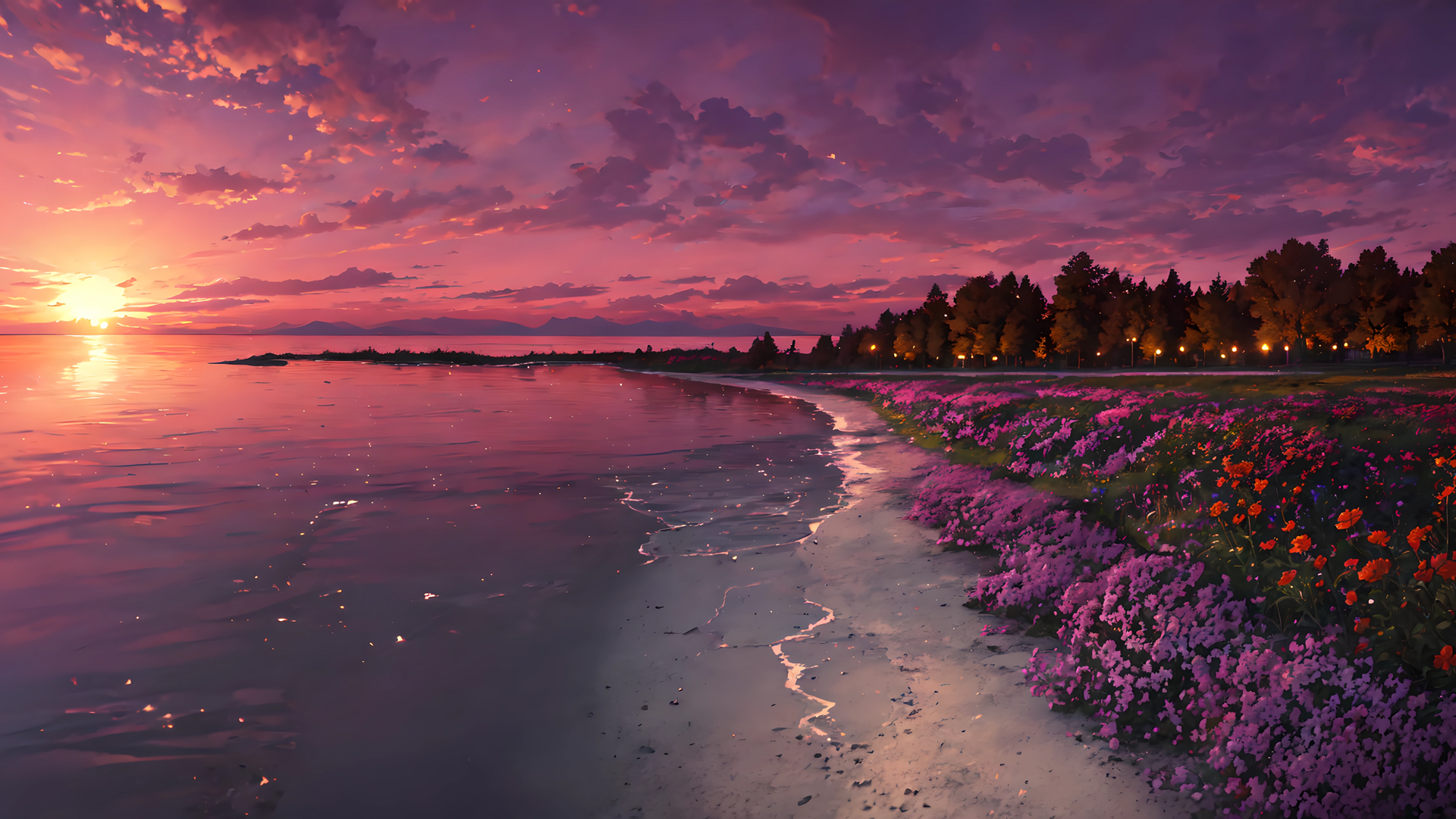 氛围感拉满！夕阳沙滩花田海边风景高清壁纸合集