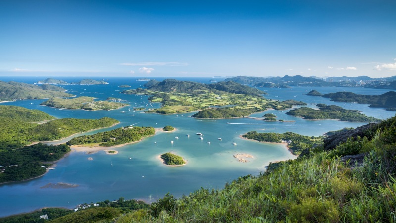 带大海草树山的绝美岛屿风景电脑动漫壁纸