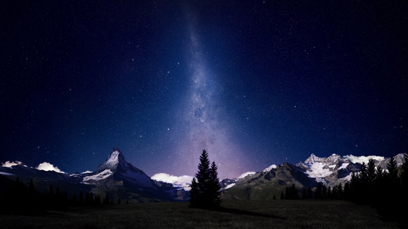 瑞士高山夜空星空电脑桌面壁纸 多款分辨率可选