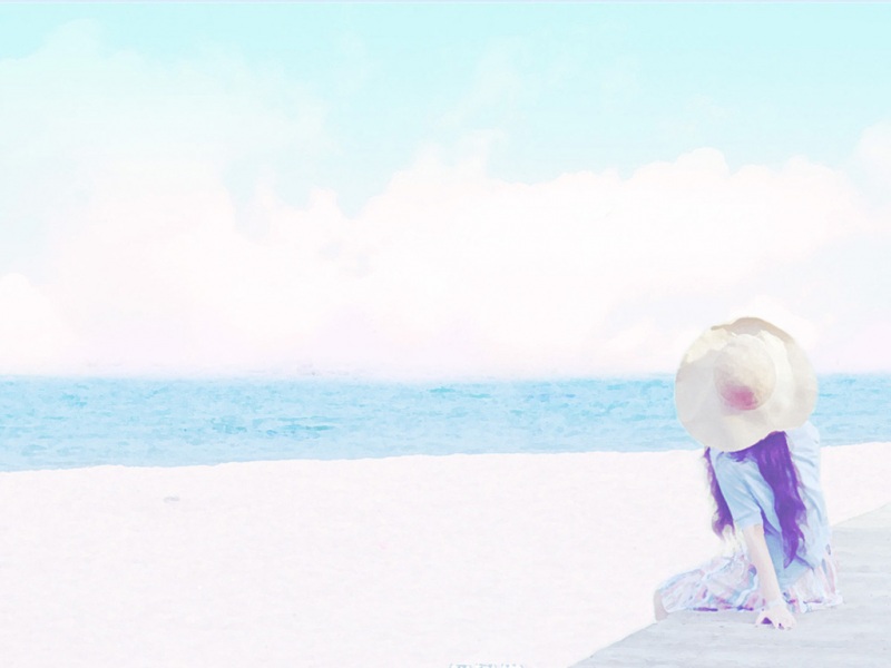 夏日海边氛围感壁纸！唯美少女搭配海景太治愈了