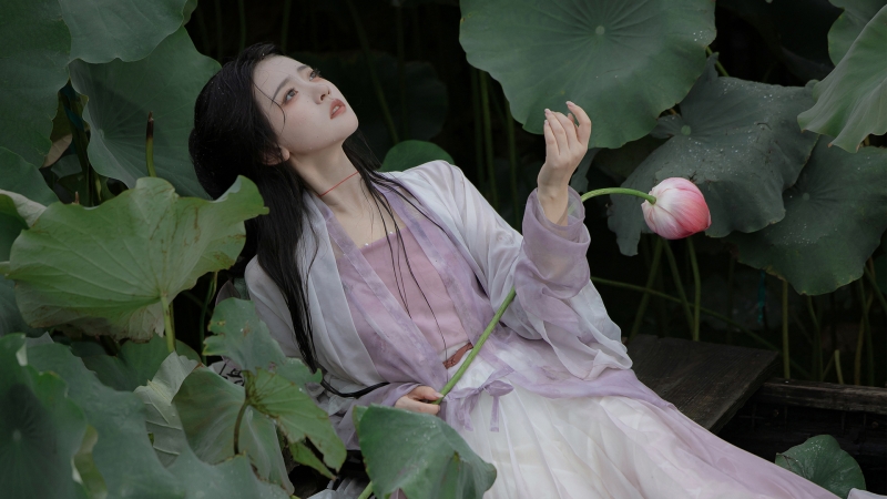 荷塘古风美人电脑壁纸 高清分辨率任你选