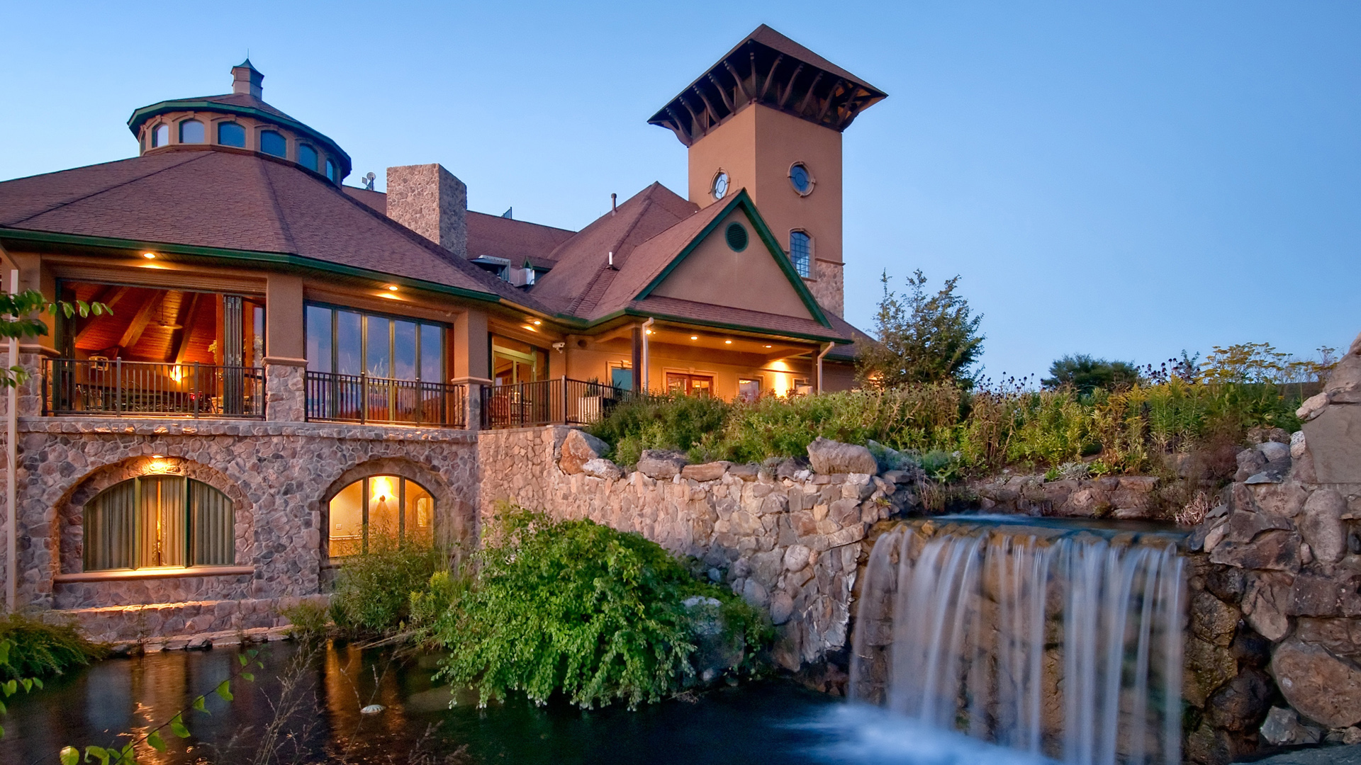 别墅池塘风景电脑动漫桌面壁纸分享