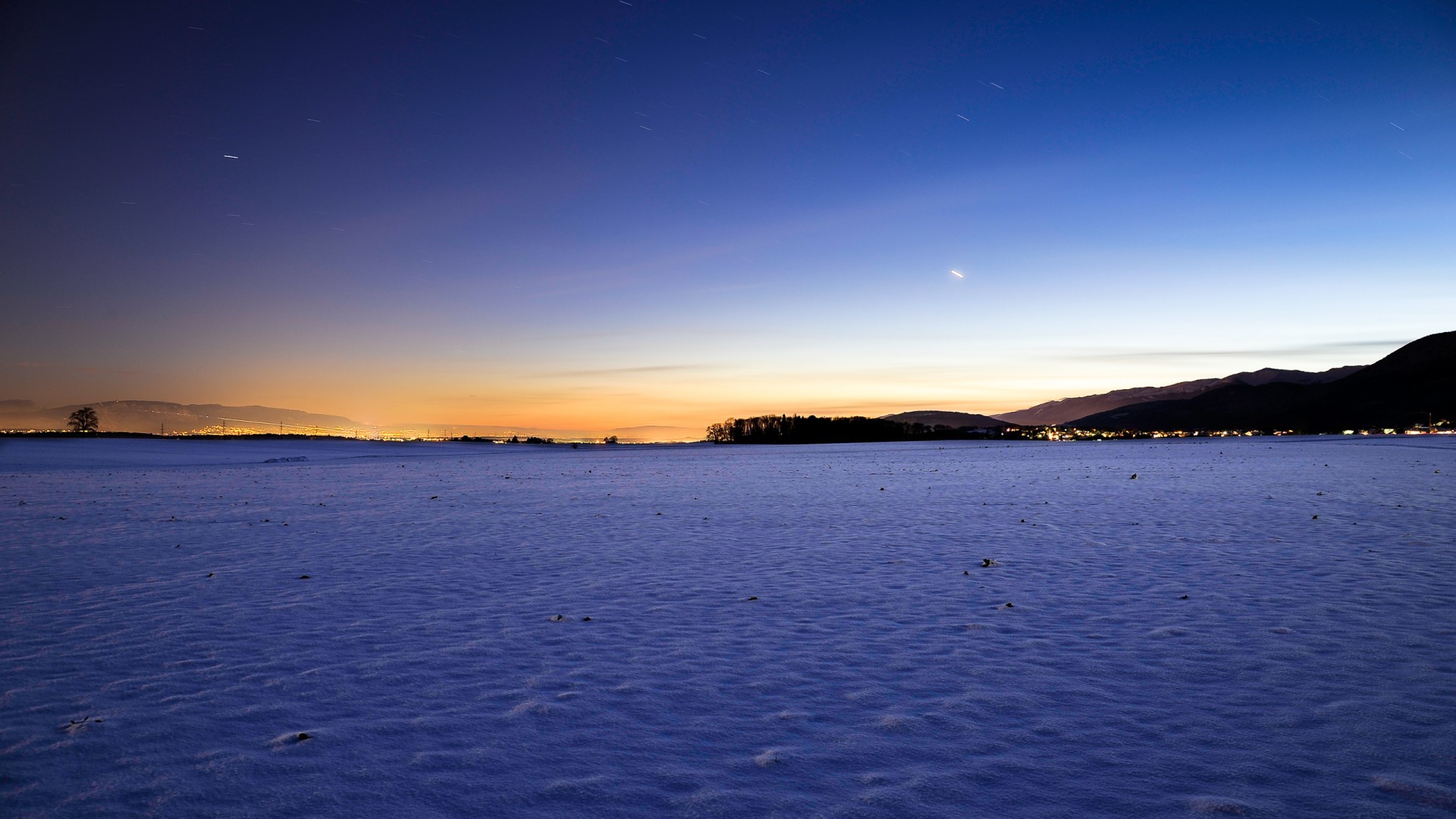 冬日落日雪景动漫电脑壁纸