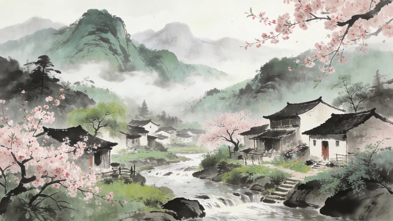 国风世外桃源绘画风 电脑高清壁纸推荐