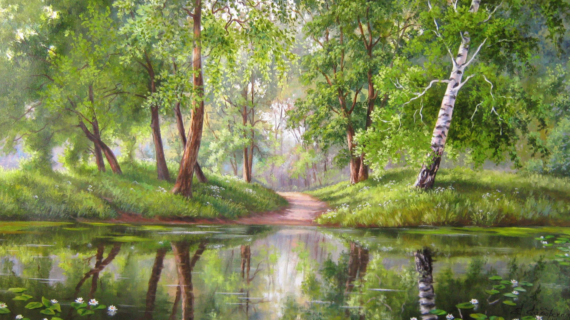 森林小路绿树河流花草 多款高清电脑壁纸免费下