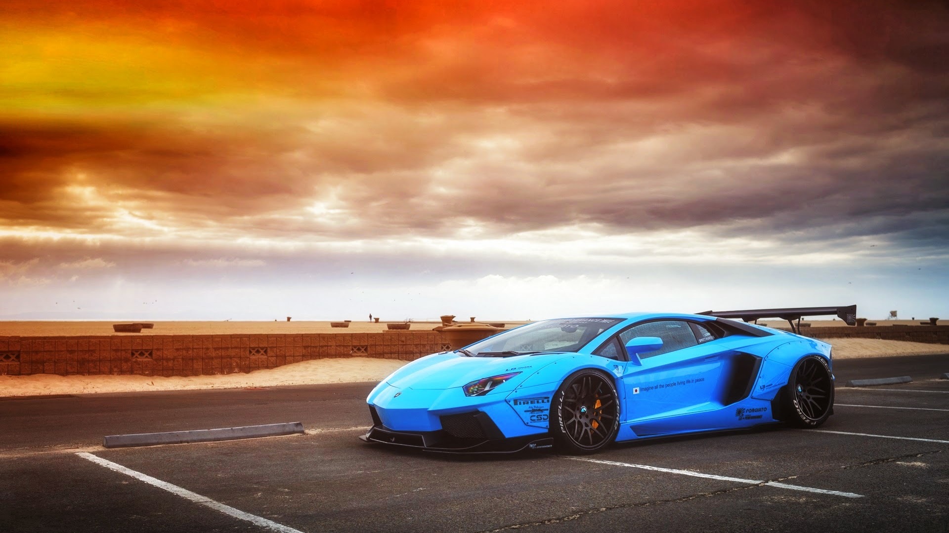 兰博基尼Aventador lp720 4蓝色跑车电脑壁纸分享，多款高清尺寸可选