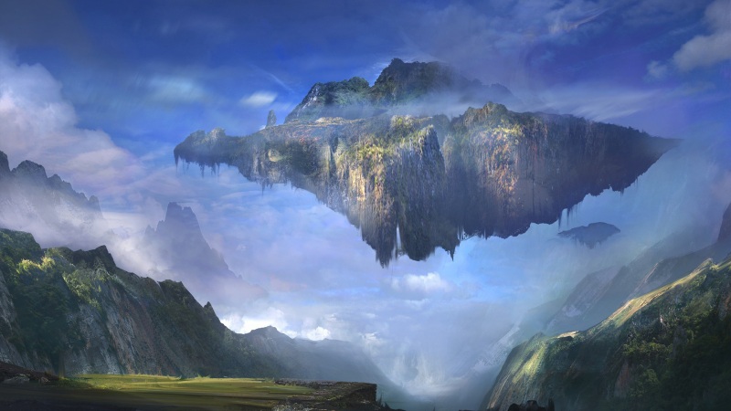 空中漂浮的山！这款动漫风桌面壁纸太绝了