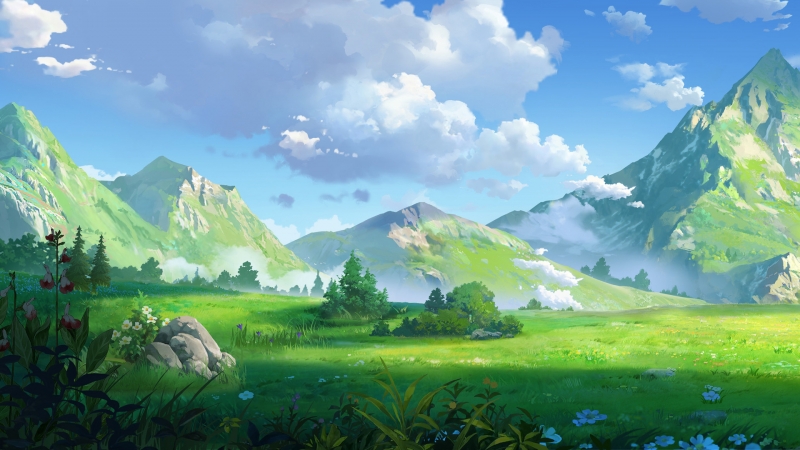 手绘自然田野山川电脑壁纸合集