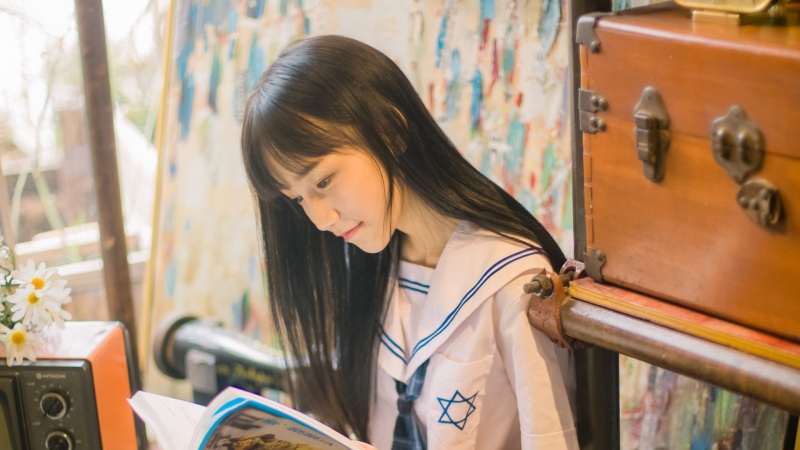 长发文艺女学生高清电脑壁纸推荐