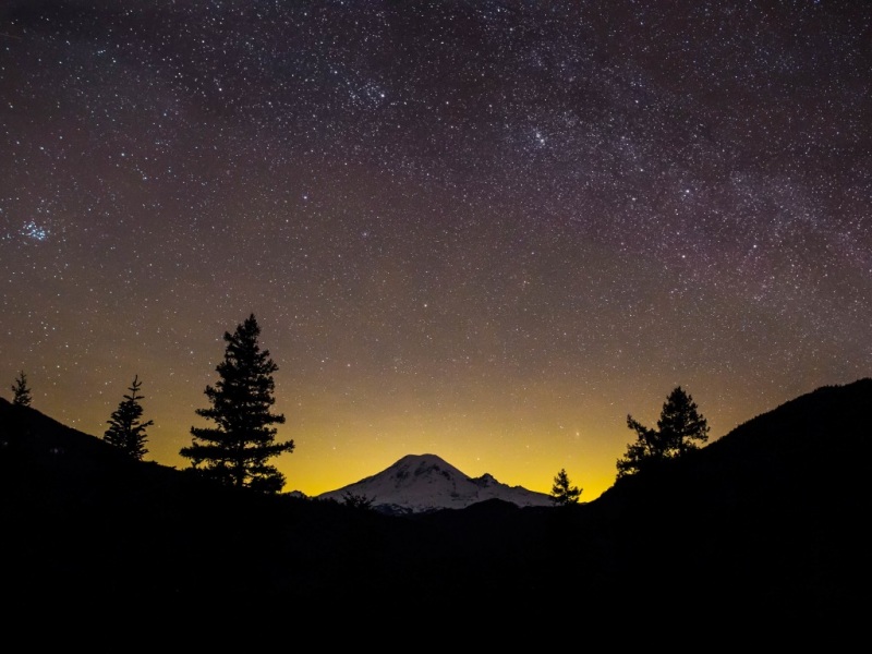 夜晚星空山林风景电脑壁纸