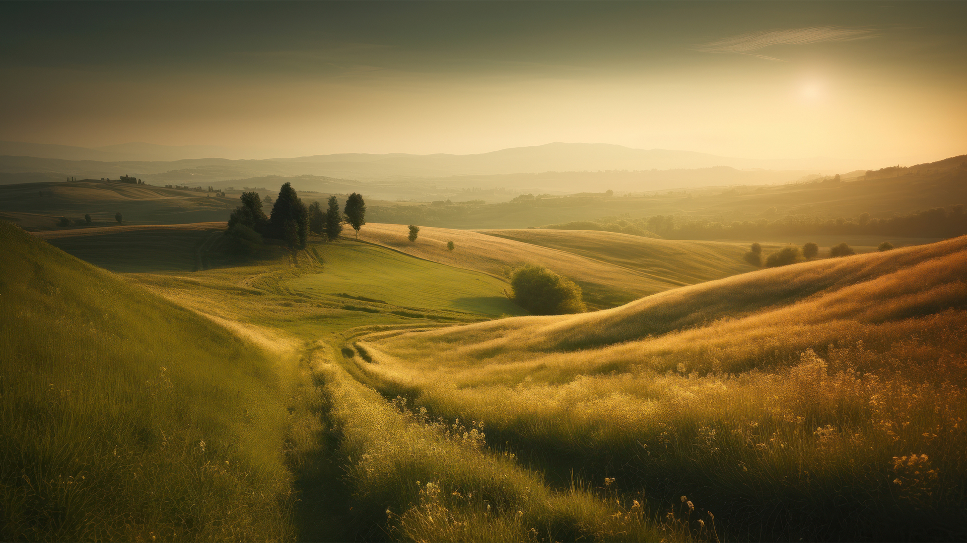 这款山丘晨景动漫壁纸 适配多款电脑屏幕尺寸
