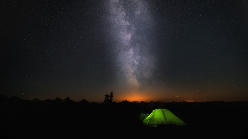 Windows10夜晚星空宿营电脑桌面动漫壁纸