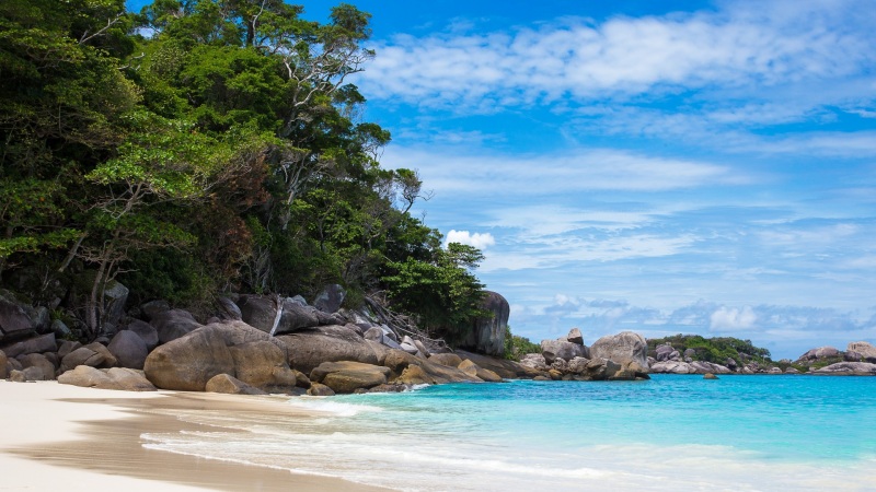 夏日沙滩大海电脑壁纸！热带海岸风桌面背景安排上