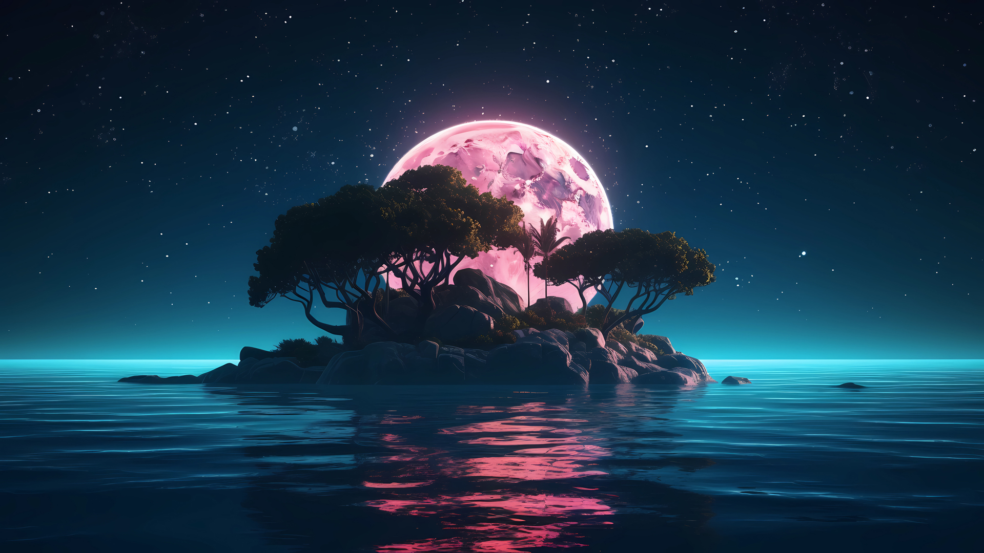 岛屿月夜风景电脑壁纸 多款高清尺寸可选