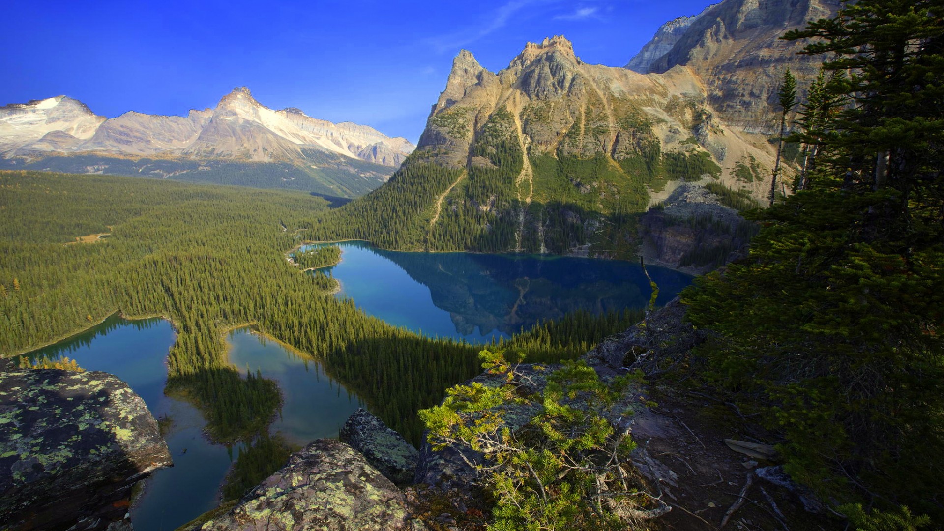 这款山谷湖景自然全景壁纸太适合当电脑桌面了