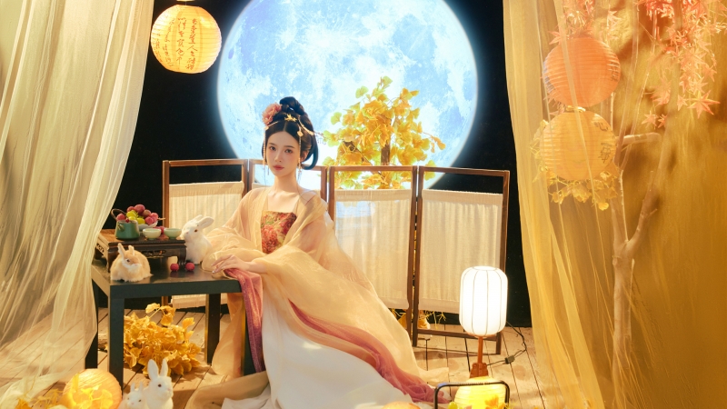 中秋古风美女张婕婕电脑壁纸！多款高清尺寸任你选