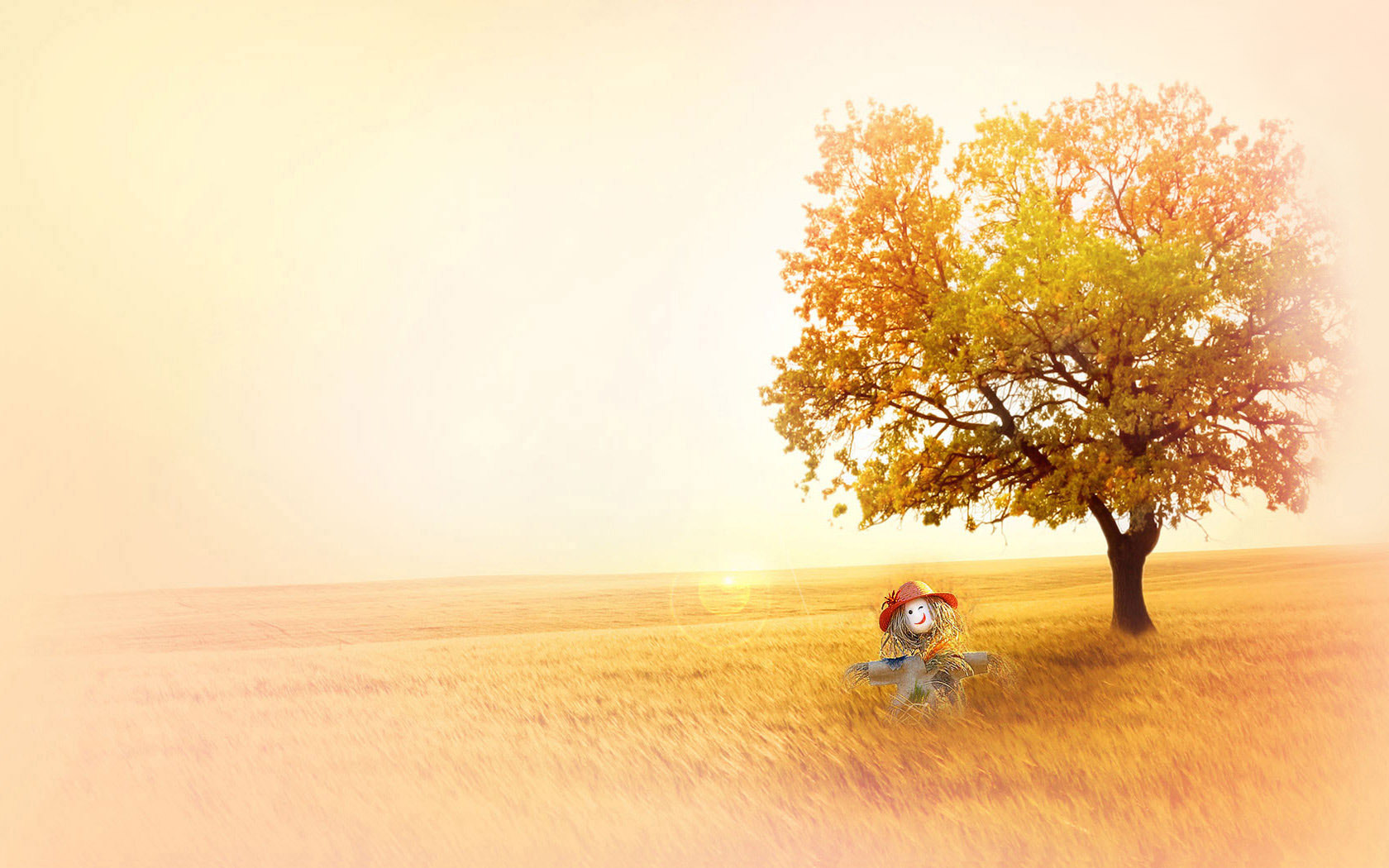 深秋麦田动漫风电脑桌面壁纸来啦