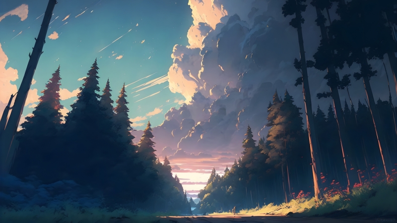 绘画风森林云景 多款高清桌面壁纸任你选