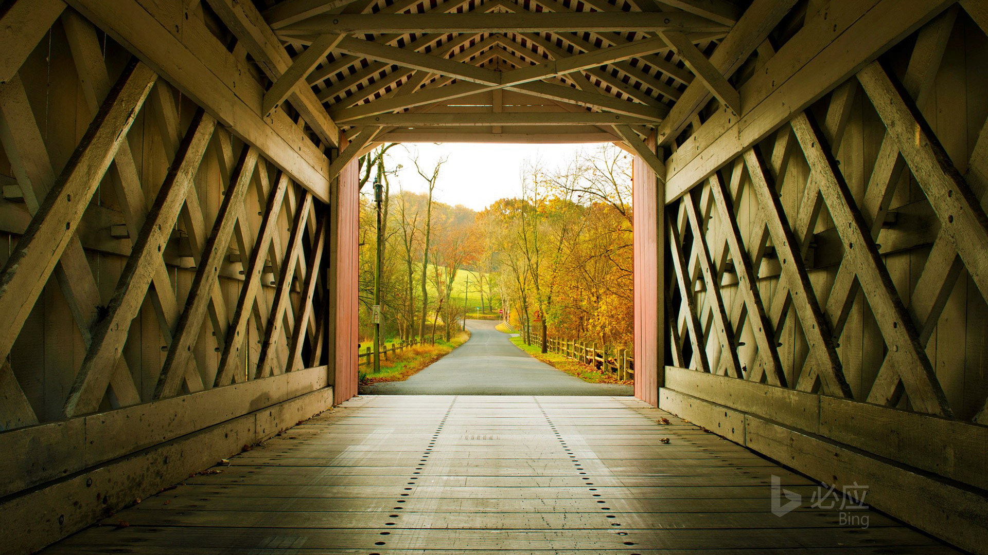 约克林村庄阿什兰棚桥秋日风景 多款高清电脑桌面壁纸