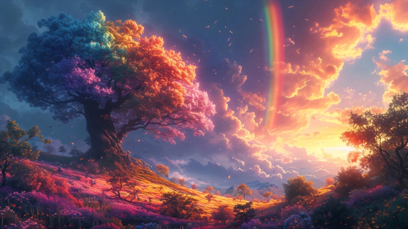好看的树彩虹风景电脑桌面壁纸分享