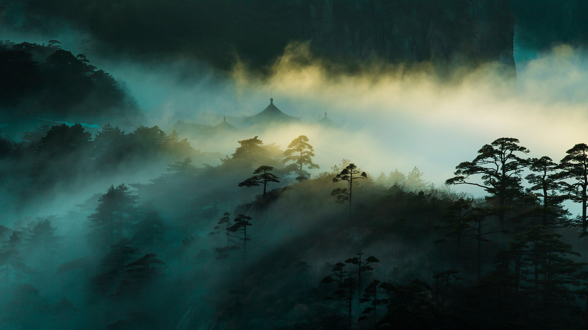 黄山风景电脑动漫风桌面壁纸来啦