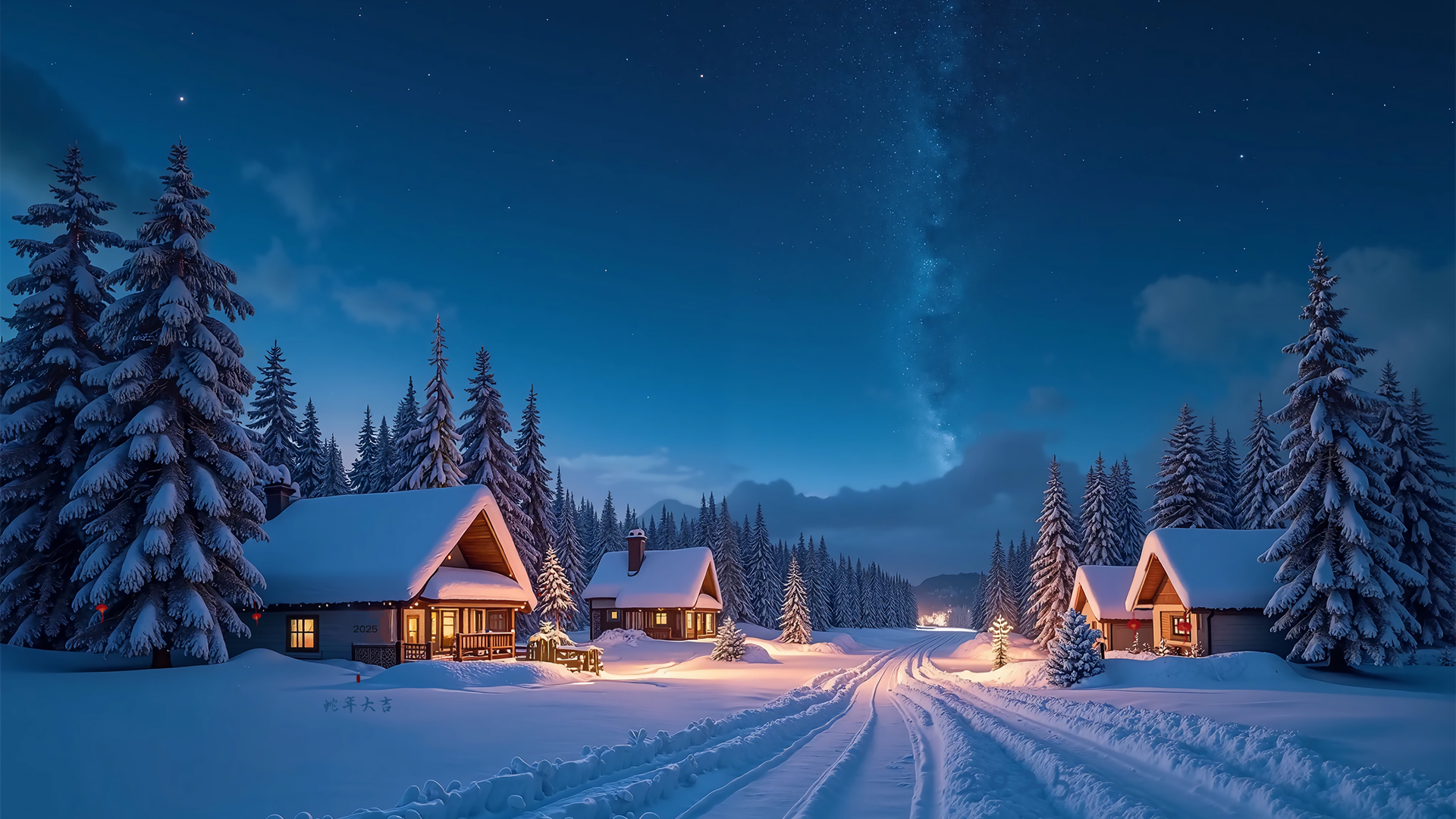 蛇年新年雪景电脑动漫壁纸来啦