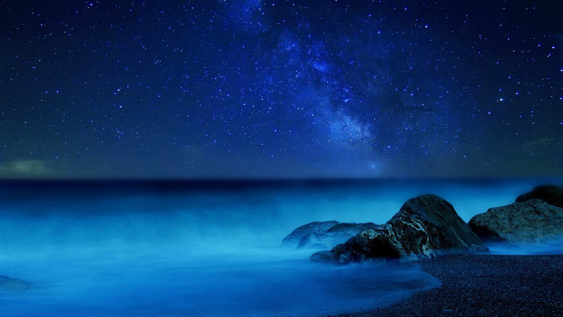 夜晚雾感银河星空电脑动漫壁纸推荐