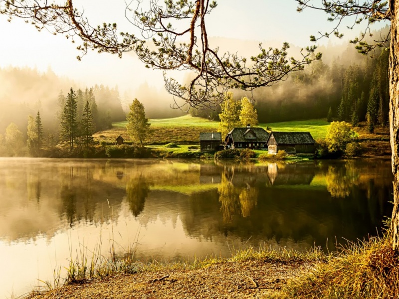 清晨湖边乡村别墅 氛围感拉满的唯美壁纸合集