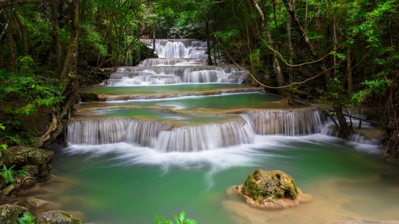 林木瀑布自然风景电脑桌面动漫壁纸来啦 多款高清尺寸任你选