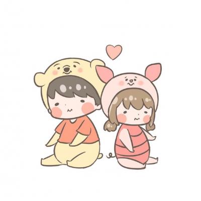 22张超萌卡通情侣头像 一左一右高清萌呆款