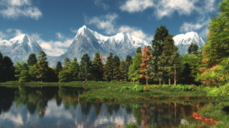 适合电脑用的雪山森林湖景高清壁纸推荐