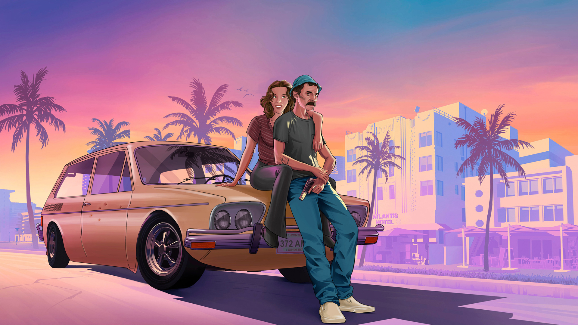 《GTA6》角色载具手绘风格电脑桌面壁纸合集