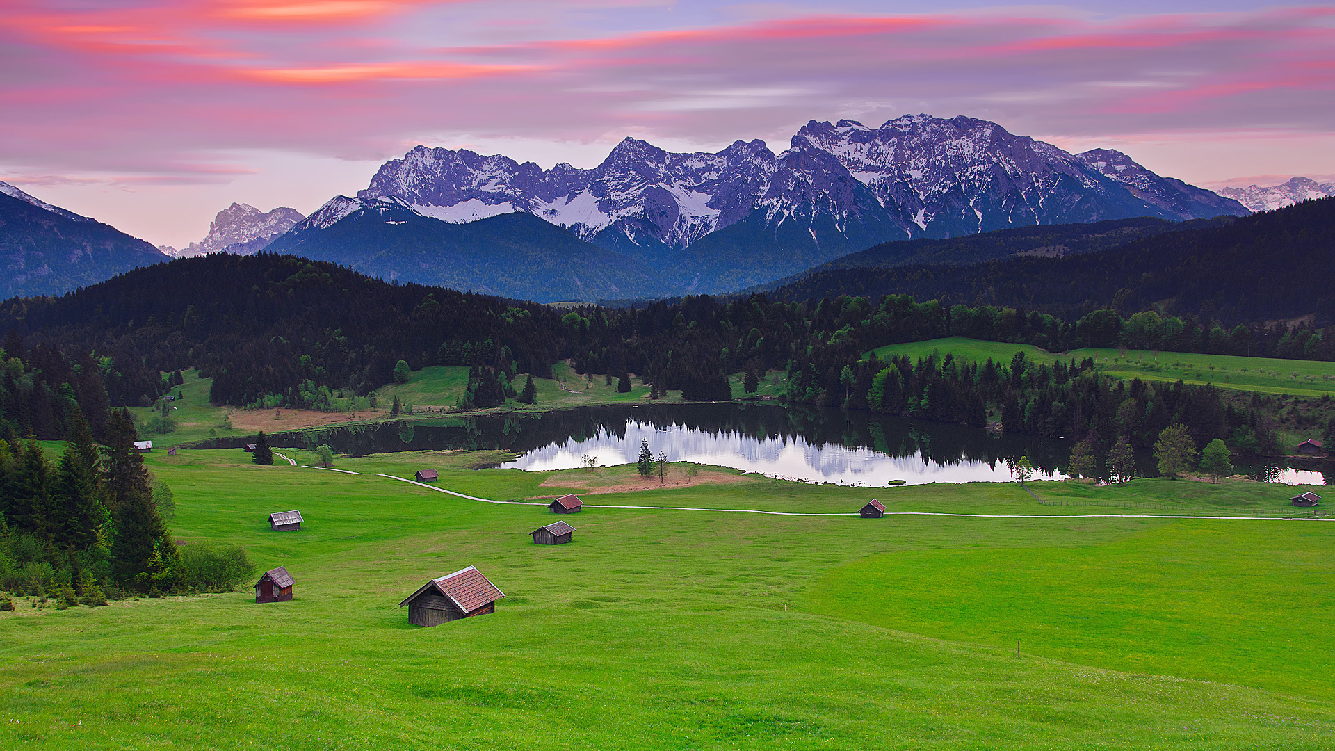 阿尔卑斯山湖林木屋风景 高清电脑桌面壁纸合集