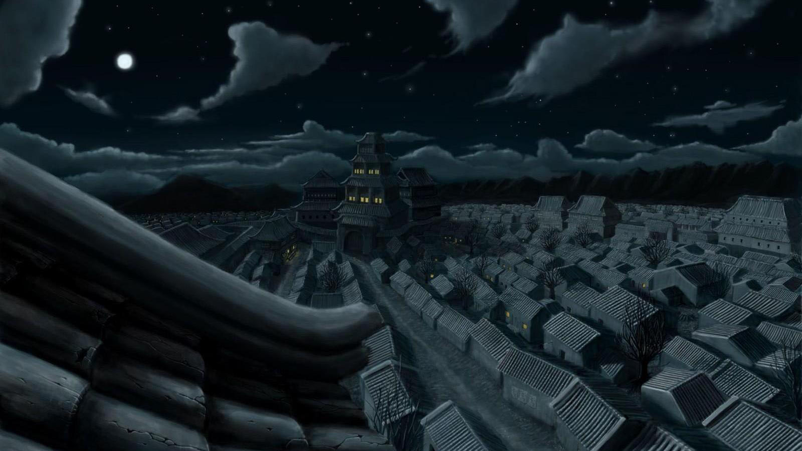 夜晚宁静之城电脑动漫桌面壁纸推荐