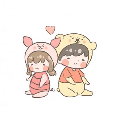 22张超萌卡通情侣头像 一左一右高清萌呆款