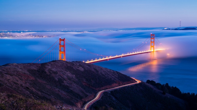 金门大桥公路风光 多款高清动漫风电脑桌面壁纸