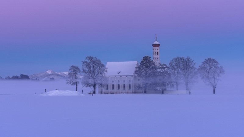 德国巴伐利亚阿尔卑斯山雪景壁纸！多款尺寸任你选