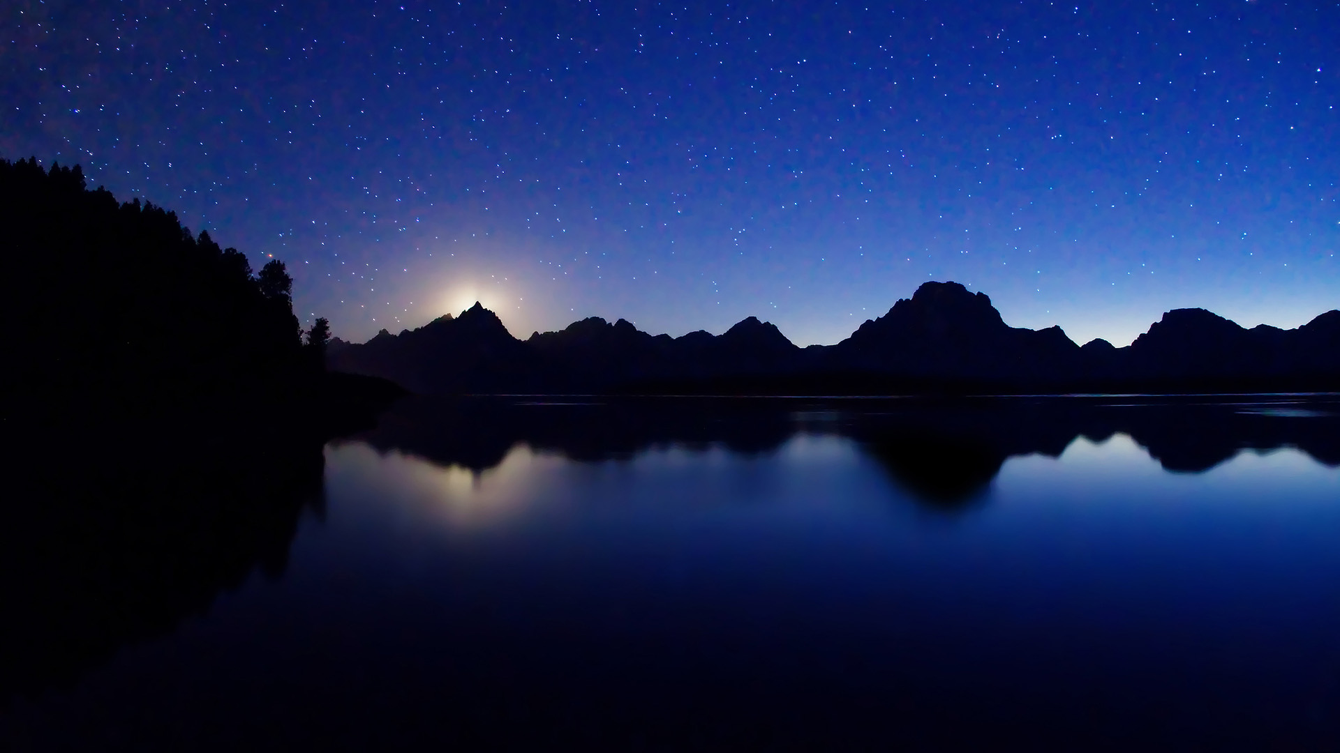 夜晚杰克逊湖山景星空宽屏电脑壁纸上新啦