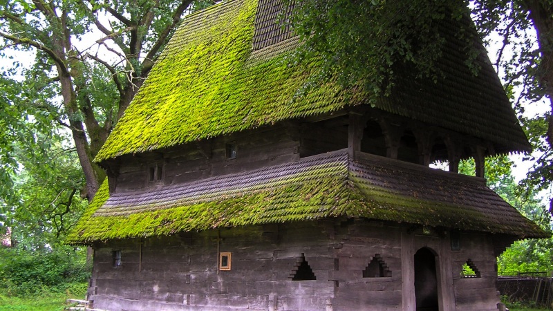 乌克兰乡间苔藓小屋风景电脑壁纸