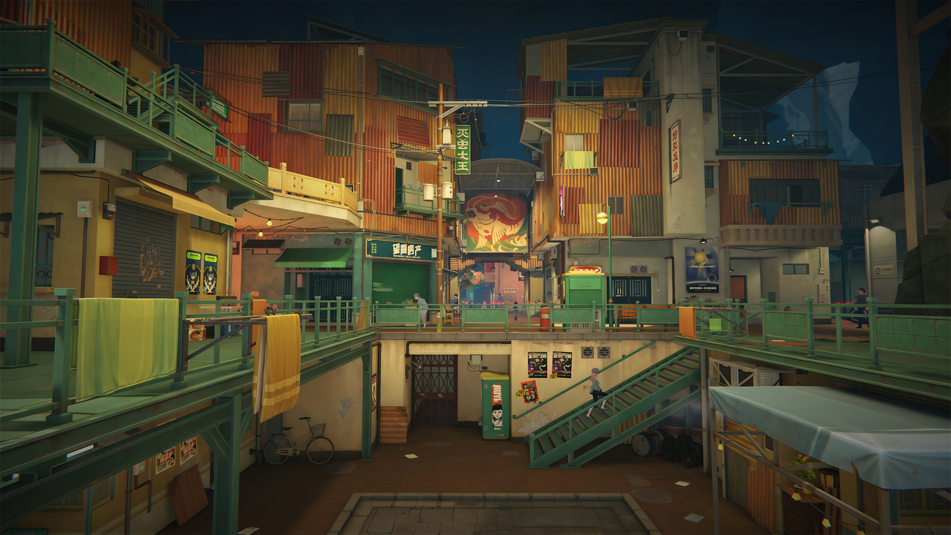 《绝区零》游戏场景壁纸 带建筑楼梯人物的高清桌面壁纸