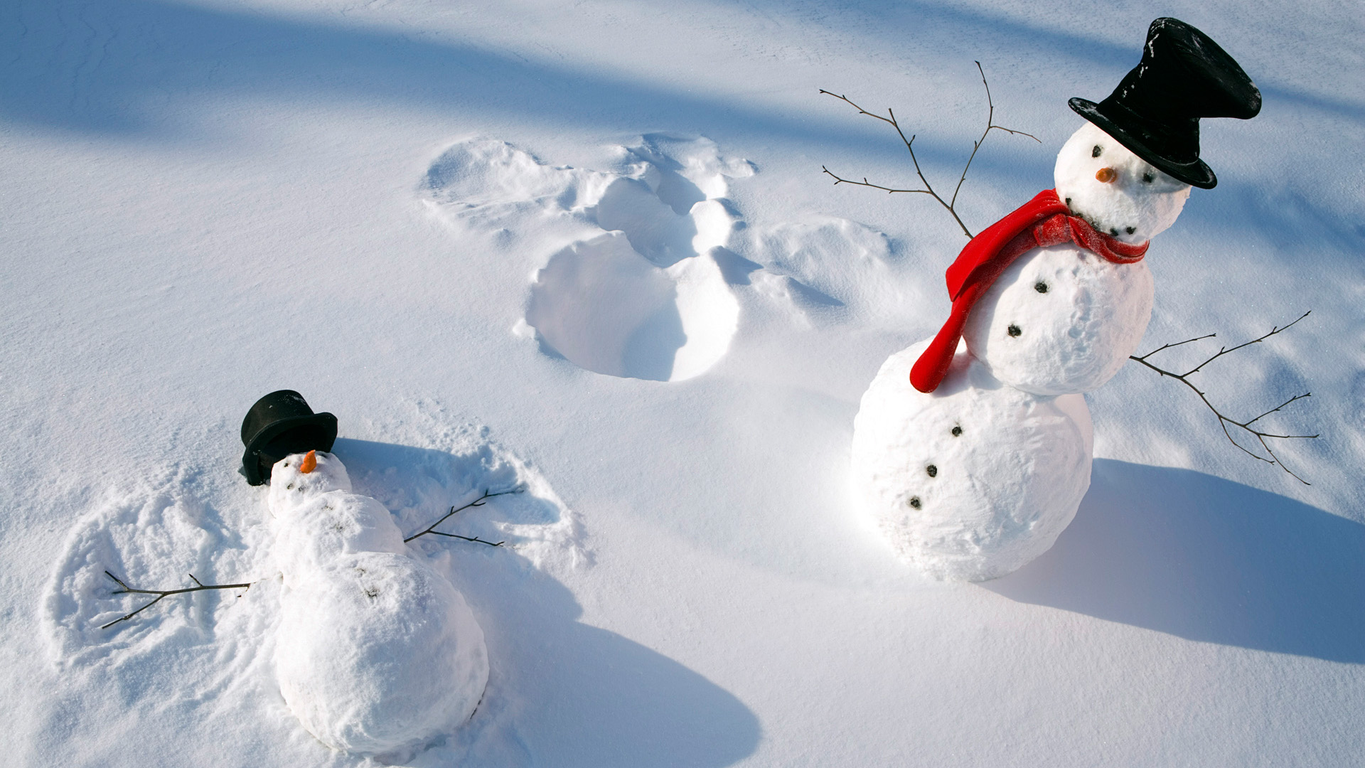 雪地可爱雪人电脑桌面壁纸来啦