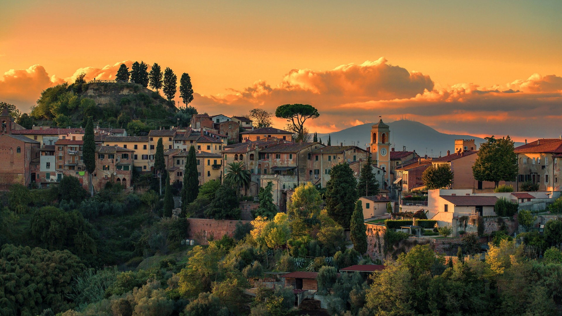 托斯卡纳教堂夕阳山景 电脑动漫壁纸合集