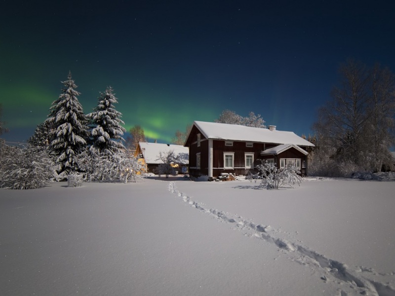 雪夜林间小屋脚印 氛围感电脑动漫壁纸合集