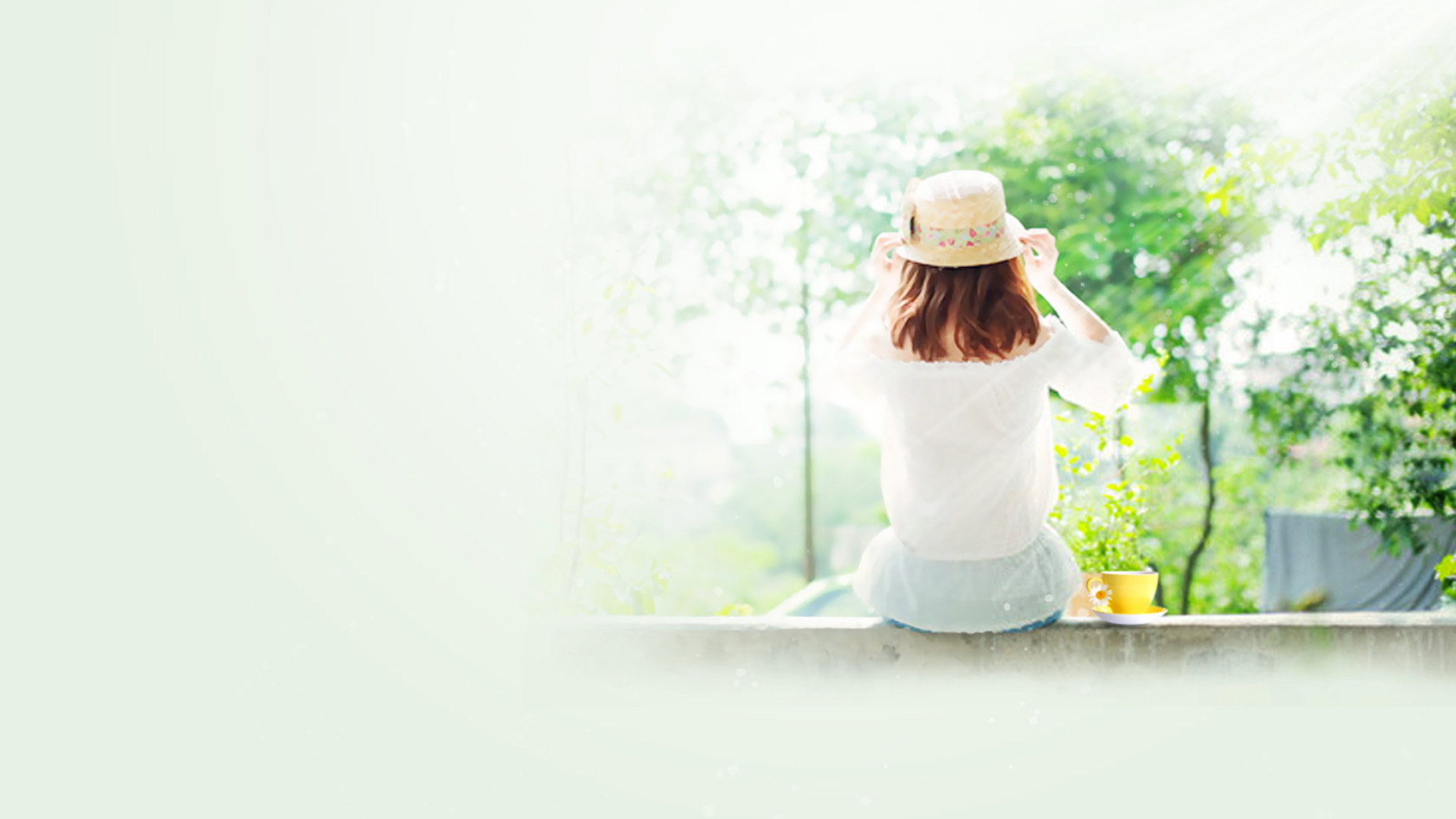 坐着的女生风景电脑桌面壁纸 高清动漫风壁纸分享