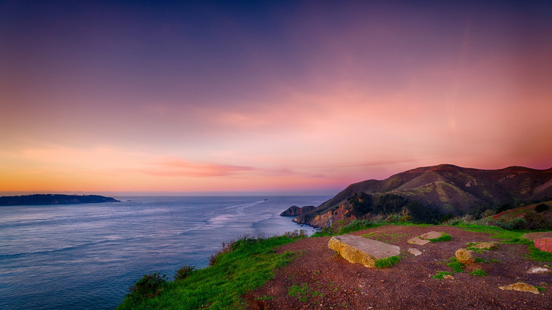 海边大海船天空风景 动漫风电脑桌面壁纸