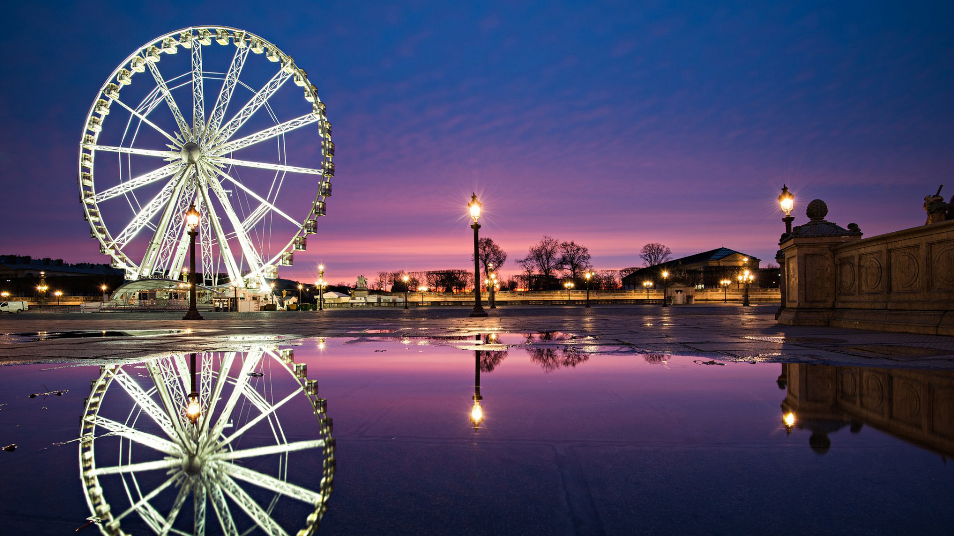 把巴黎协和广场装进电脑桌面！摩天轮喷泉河流动漫风壁纸分享