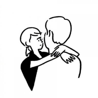 12张高清黑白简笔画情侣头像 好看的卡通情头合集