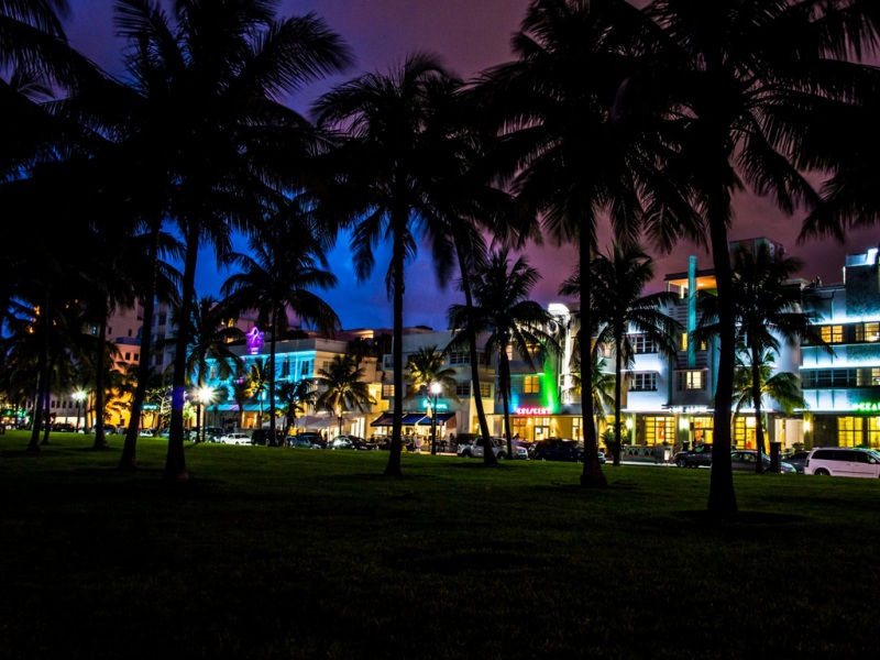 迈阿密南海滩夜景动漫风电脑壁纸上新啦