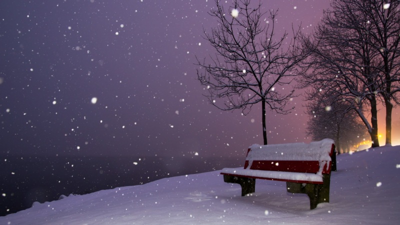 深夜雪景长凳 氛围感拉满的电脑壁纸推荐